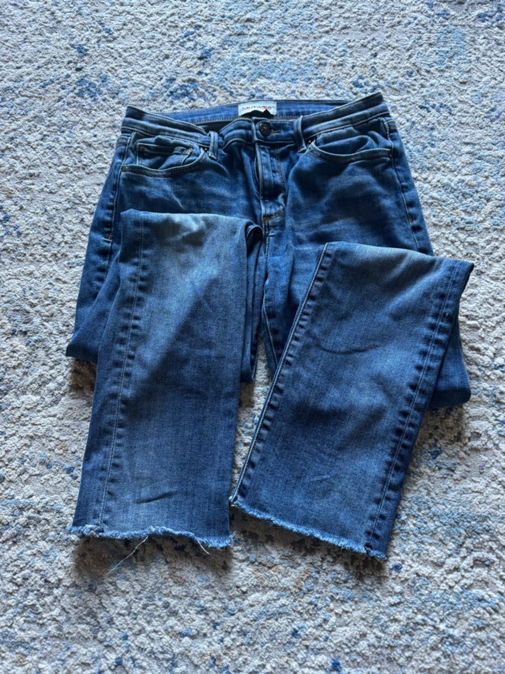 Driftwood Audrey Blue Raw Hem Straight Jeans